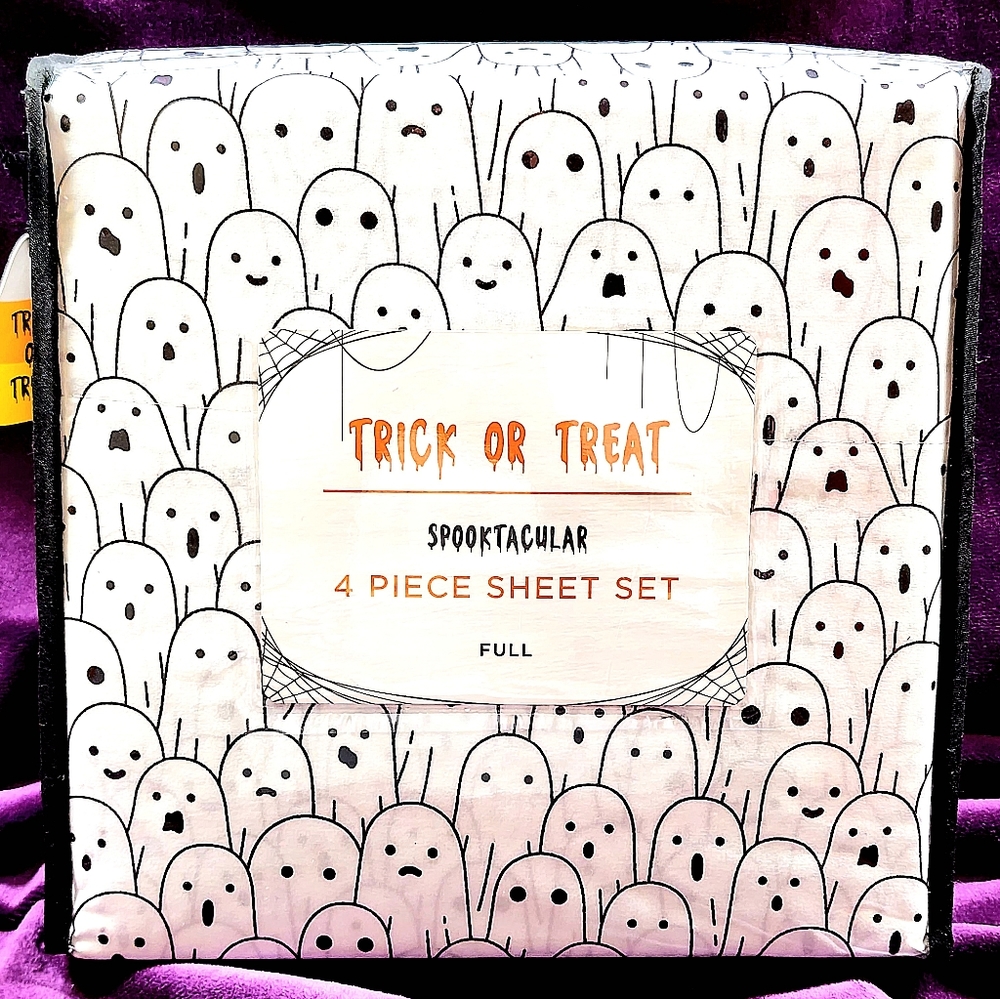 NWT Ghost Sheet Set Size Full Halloween Sheets Trick or Treat Sheets